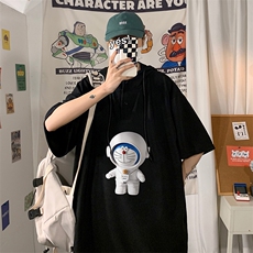 LD54233-P45NASA叮当猫连帽短袖t恤男大码胖子带帽五分袖海报风，男装T恤，电商A040