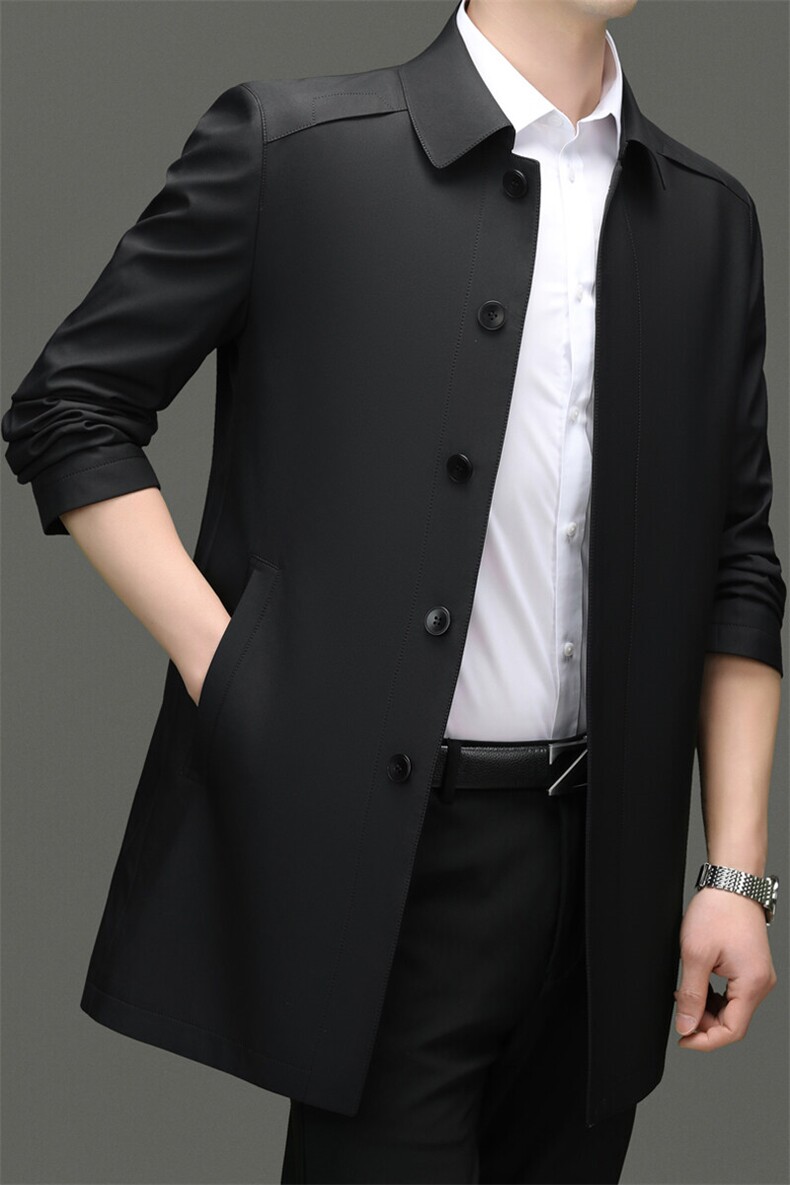 GDN-F1322春秋新款男士风衣翻领商务领导服男装纯色外套,男装风衣,电商B360