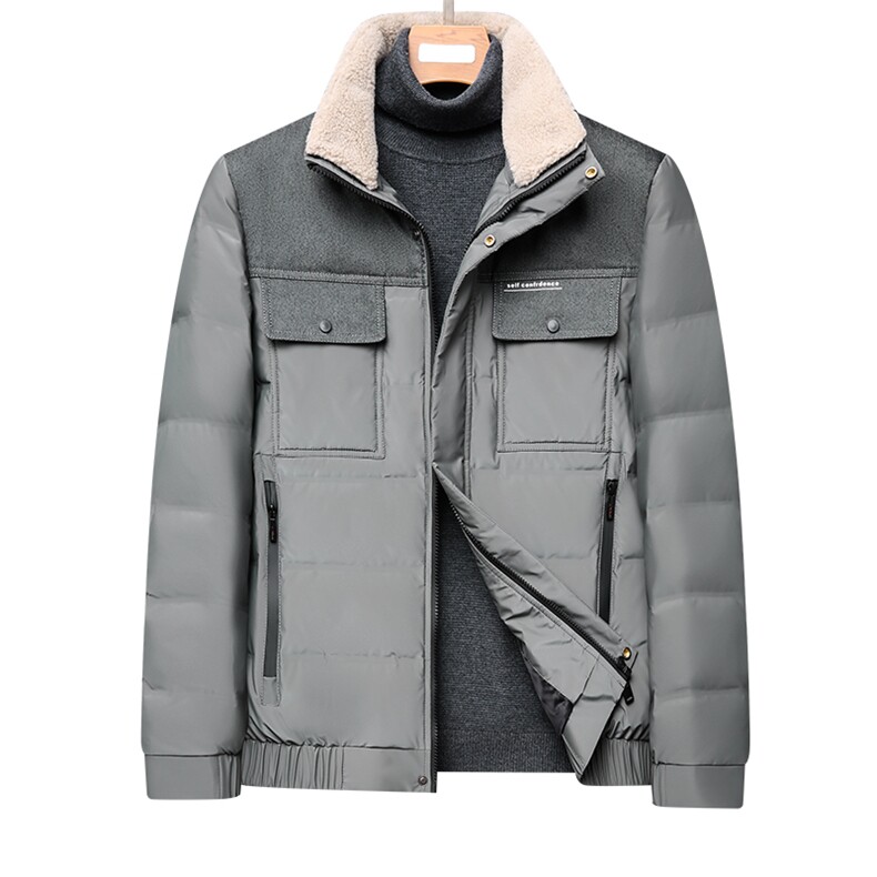 纯色羽绒服冬装白鸭绒加厚保暖面包服商务休闲外套男DS9912-P255图片
