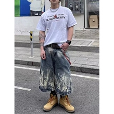 简约慵懒潮流日系美式街头闪电纹纹牛仔七分短裤NK8716，男装牛仔裤，星座1116A（原606A-3）