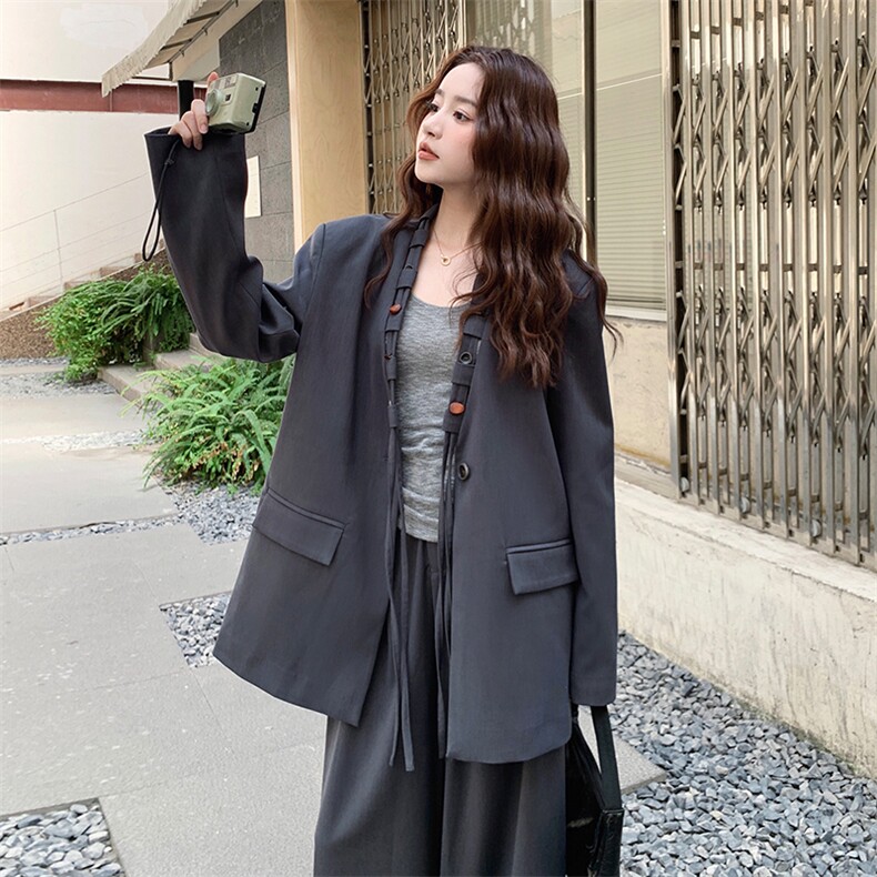 设计感小众廓形西装套装女2025秋季新款高级感宽松阔腿裤两件套潮图片