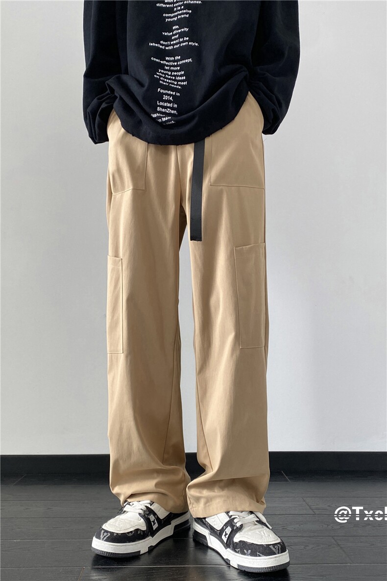2023秋季新款INS宽松工装裤潮流按扣腰带B315-K23409-p45控58,男装休闲裤,电商B315