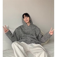W103-P64春季新款小香风情侣连帽卫衣男休闲宽松编织外套时尚，女装短外套，电商B323A