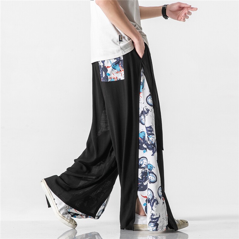 夏季大码风棉麻裙裤仙气汉服宋裤情侣阔腿休闲裤潮K109/P85,男装民族服装,电商A221A