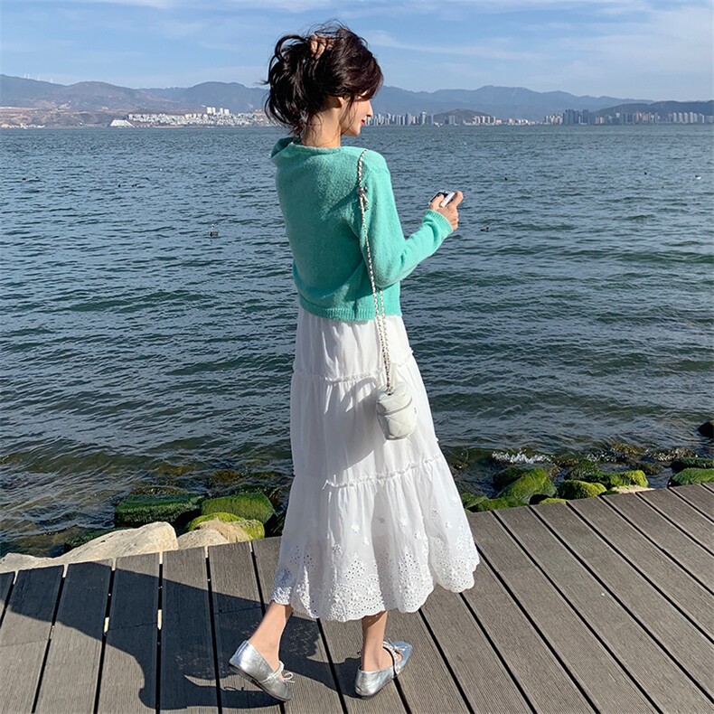 韩系甜美温柔针织开衫吊带连衣裙套装女春季欧若风夏日绝美小白裙,女装套装/套裙,3200格调