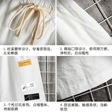 YD33118-P25亚麻短裤男大码棉麻五分裤男中裤沙滩裤网格挂拍，男装休闲裤，电商A040A