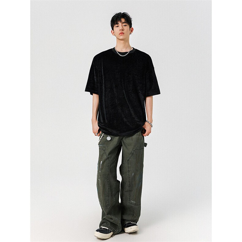 韩版休闲痞帅上衣夏季潮流宽松龙眼冰冰绒薄款T恤HY752TP30控48,男装T恤,电商A102B