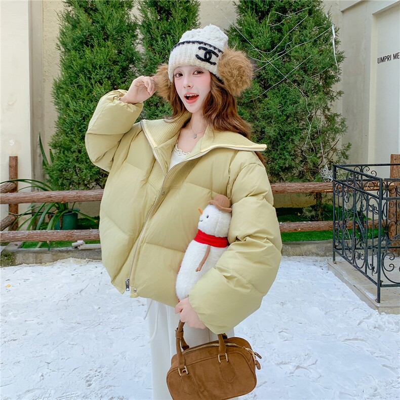 新款现货针织大翻领韩版羽绒服50绒2C282-999P265K398图片