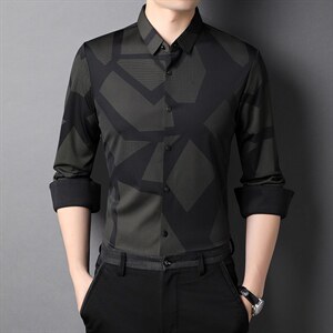 XL-TX06男式2023秋季新款长袖衬衫男韩版衬衣商务休闲免烫男装P95图片