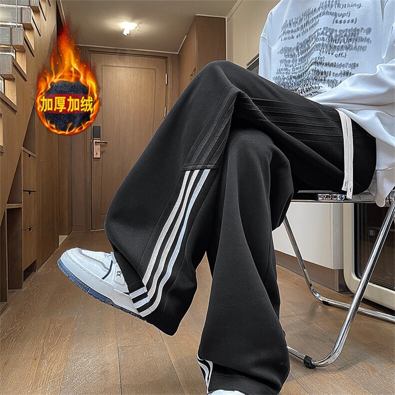 加绒休闲裤男秋冬新款港风宽松华棉复合奥利绒卫裤JR098-P55，男装休闲裤，星座214-3