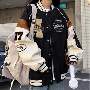 【有货】DW662-P68美式重工刺绣有内里春秋季女学生棒球服情侣款图片