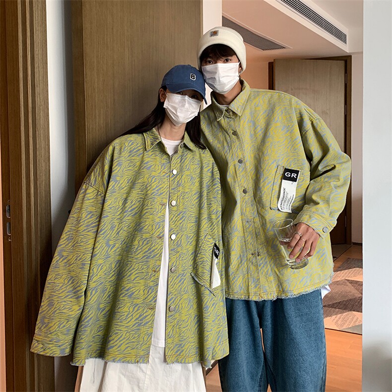 EQ111小众设计感牛仔斑马纹外套男情侣装2024新款秋装夹克P108,男装夹克,电商C306-1