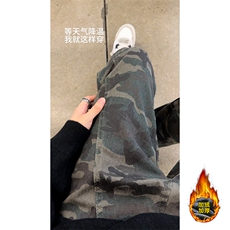 B221美式ins高街迷彩加绒牛仔裤LK24366-特P36控68加绒P46控88，男装休闲裤，电商B221