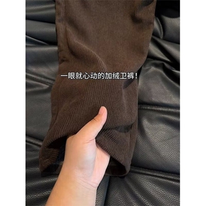 冬季加绒灯芯绒保暖直筒裤子显瘦百搭男女款休闲裤新款L26588-P36图片