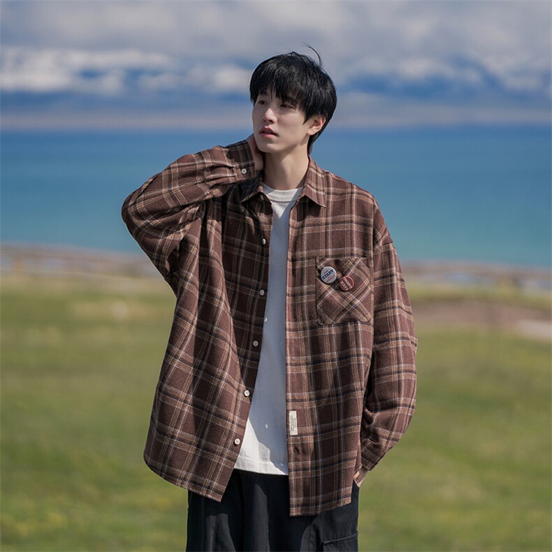 B225-C6072-P62-X78--别针标格子衬衫-全棉,男装衬衫,电商B225