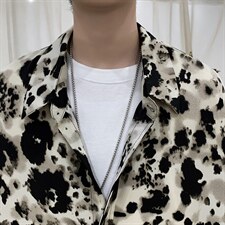 现货DM54-P35港风豹纹宽松休闲男夏款短袖衬衫上衣，男装T恤，电商D321-1