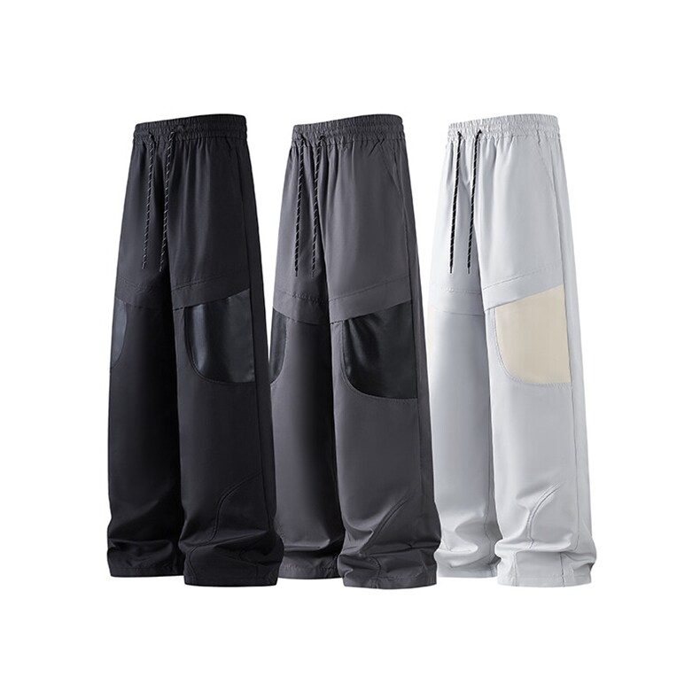 白底平铺立体拼接PU皮冲锋裤男特大码防风防水登山工装裤KZ016P53,男装休闲裤,电商B312