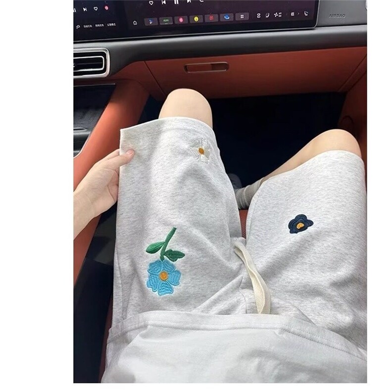 网图现货重磅华棉复合花卉刺绣五分裤男女DK32P25,男装牛仔裤,星座205-3