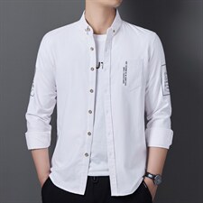 时尚衬衣商务休闲长袖衬衫中年男秋装宽松寸衫上衣BJY8803-P80图片