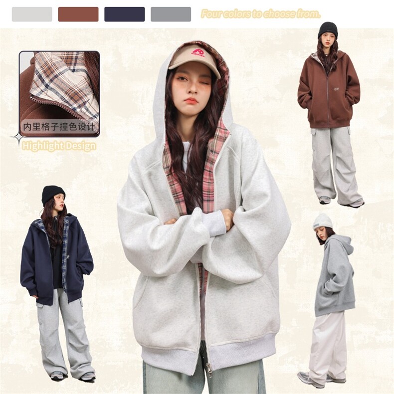 8889华棉卫衣外套320克P49M到3XL网络图成分棉57聚酯纤维43,女装短外套,星座506A