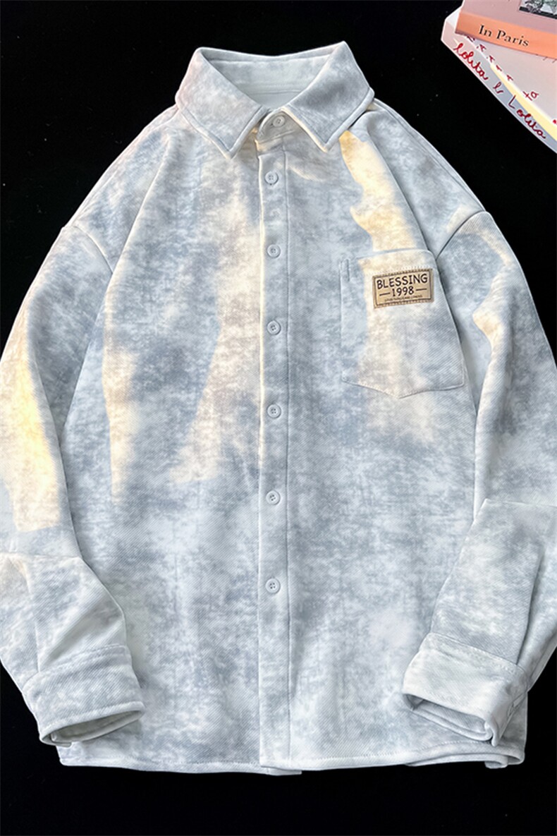 8XL-M秋冬款加绒加厚衬衫男做旧脏脏保暖外套大码衬衣CS29002P65,男装衬衫,电商B312