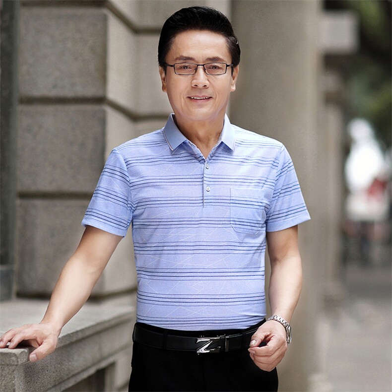 爸爸夏装短袖T恤男中年男士POLO衫中老年人男装爷爷衣服冰丝半袖,男装T恤,电商B212（原钱塘6029）