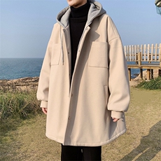 1014-WF43-P69-毛呢风衣男秋冬中长款加厚连帽外套，男装风衣，星座1014-1