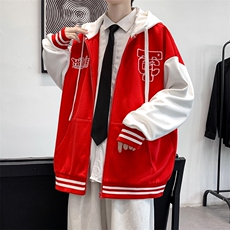 2023秋装男士学生港风青少年毛巾绣连帽棒球服夹克外套7312-P110，男装夹克，电商A441-1