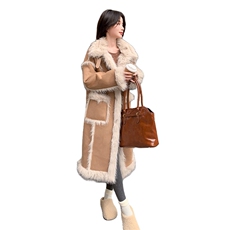 现货主推皮毛一体加厚长款210-6352-P190-K3182025年冬季，女装羊羔毛/颗粒绒，浙宝210（原浙宝191）