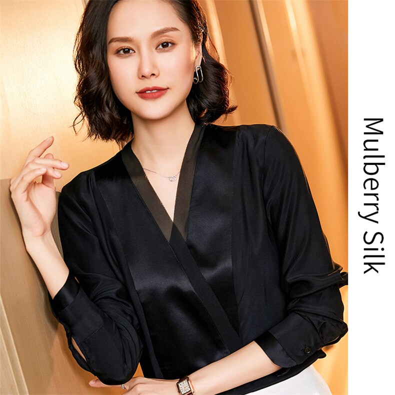 时尚都市女性必备优雅V领桑蚕丝衬衫展现迷人气质与魅力,女装衬衫,宋氏羊绒