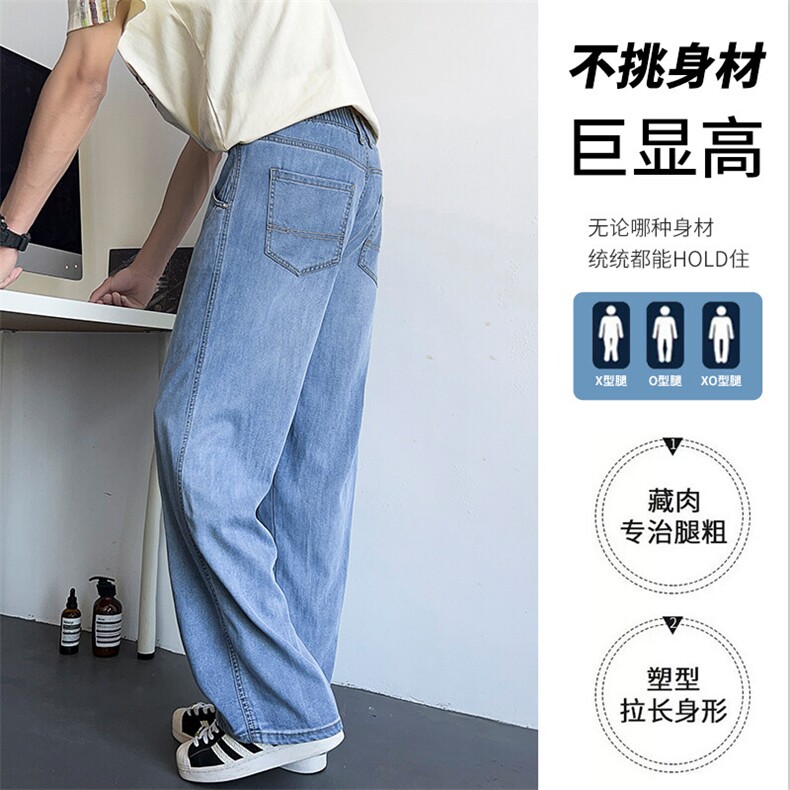美式复古莱赛尔天丝牛仔裤男夏季薄款休闲透气冰丝裤BY103-P48图片