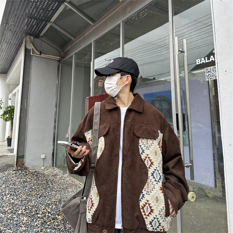 复古灯芯绒拼接新款休闲外套新款潮牌百搭夹克男CC004-P75,男装夹克,星座911-3