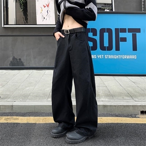 特批P48无差价秋季新款时尚拖地拼接褶皱休闲宽松弯刀裤男K5963图片