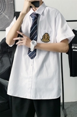 DK制服男JK短袖衬衫男宽松情侣装衬衣女中性CS01送领带元，男装T恤，电商A426-1(原A430-1)