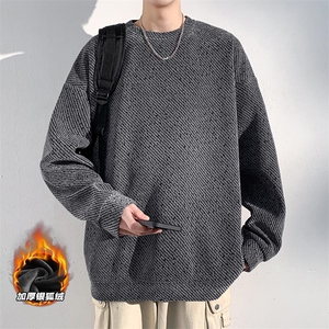保暖银狐绒雪尼尔520g重磅斜纹长袖卫衣男W5064J加绒-特P40控78图片