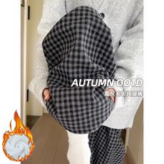 AK2482-P50日系慵懒阔腿毛呢格子裤女秋冬显瘦垂感直筒裤高腰休闲，女装休闲裤，星座617A-2