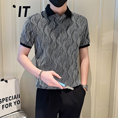 店主风社会小伙男士POLO衫男亮面简约款翻领T恤301A-1/PL96/P53，男装T恤，星座301A-1