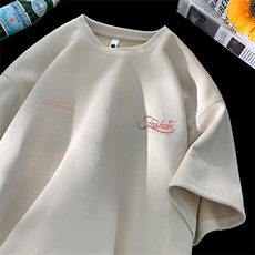 可设48小时发货支持抖音得物来样二开240克重磅美式麂皮绒短袖t恤，男装T恤，电商A486