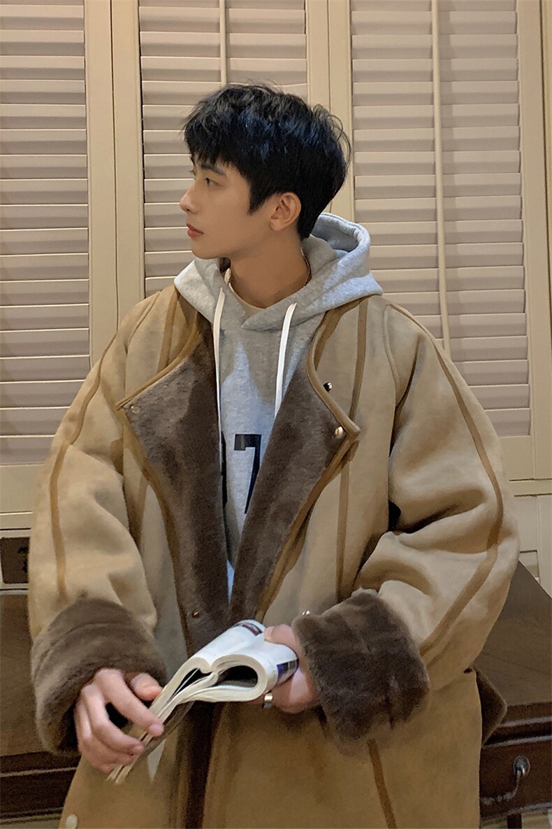 1港风皮毛一体大码M-5XL高级感轻奢机车棉服外套男8708P158控228,男装棉衣,星座226-2