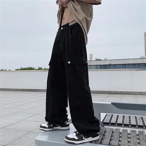 高街潮工装裤男潮牌ins直筒宽松hiphop炸街设计感裤子