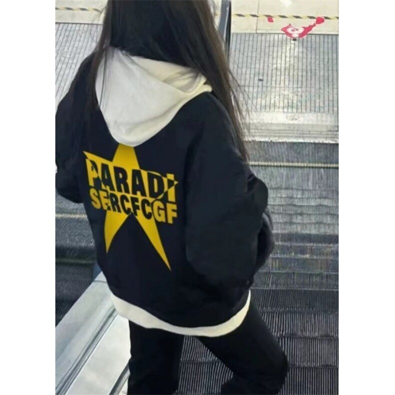 黑色飞行员加绒夹克男女冬高街vibe宽松美式棒球服外套JN738,男装夹克,星座1116A（原606A-3）