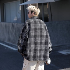 日系复古格子衬衫男冬潮牌痞帅休闲工装衬衣W9299-P65，男装衬衫，星座1109-3
