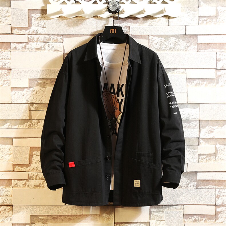 男士长袖时尚简约衬衫宽松ins学生衬衣2023秋季港风1911-P40,男装衬衫,电商A128