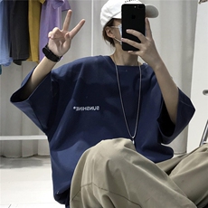 T06常年款男士休闲字母印花T恤衫外套圆领半袖五分袖TEE男女中性，男装T恤，星座115A-3