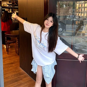 万针全刺绣工艺抖音得物高品质260克重磅纯棉双纱美式高街短袖T恤图片