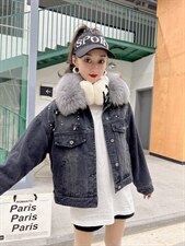 重工珍珠款派克服牛仔外套，其它，金地雪