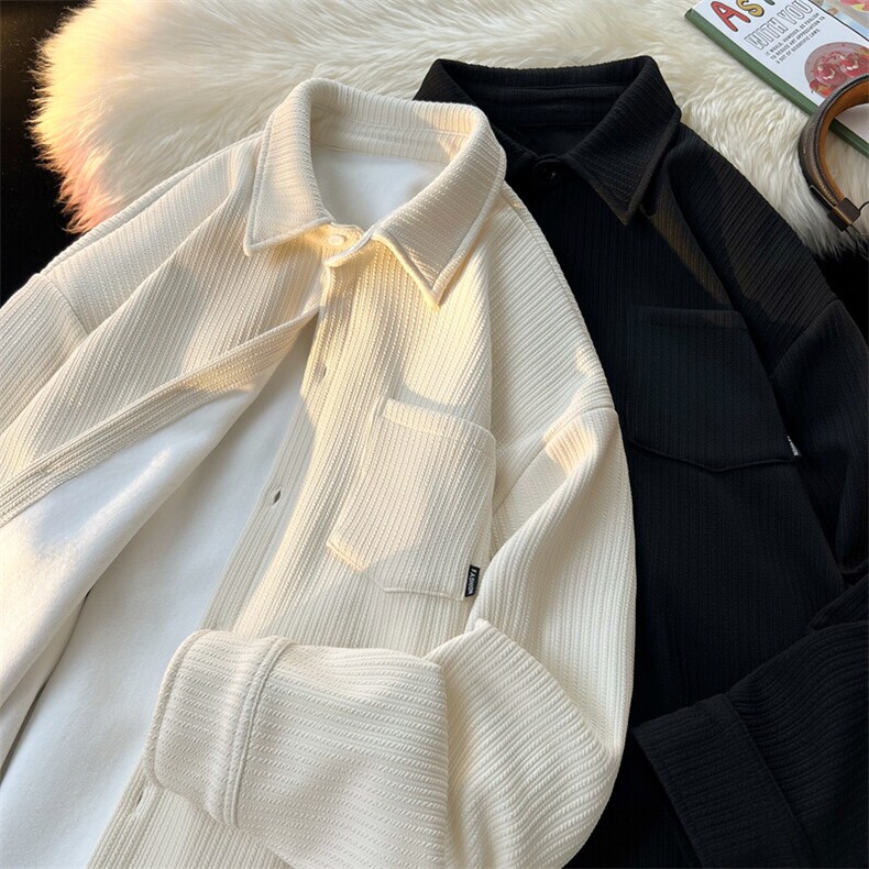 M-8XL秋冬款加绒衬衫加肥加大码纯色复古外套保暖上衣CS9003/P58，男装衬衫，电商B238