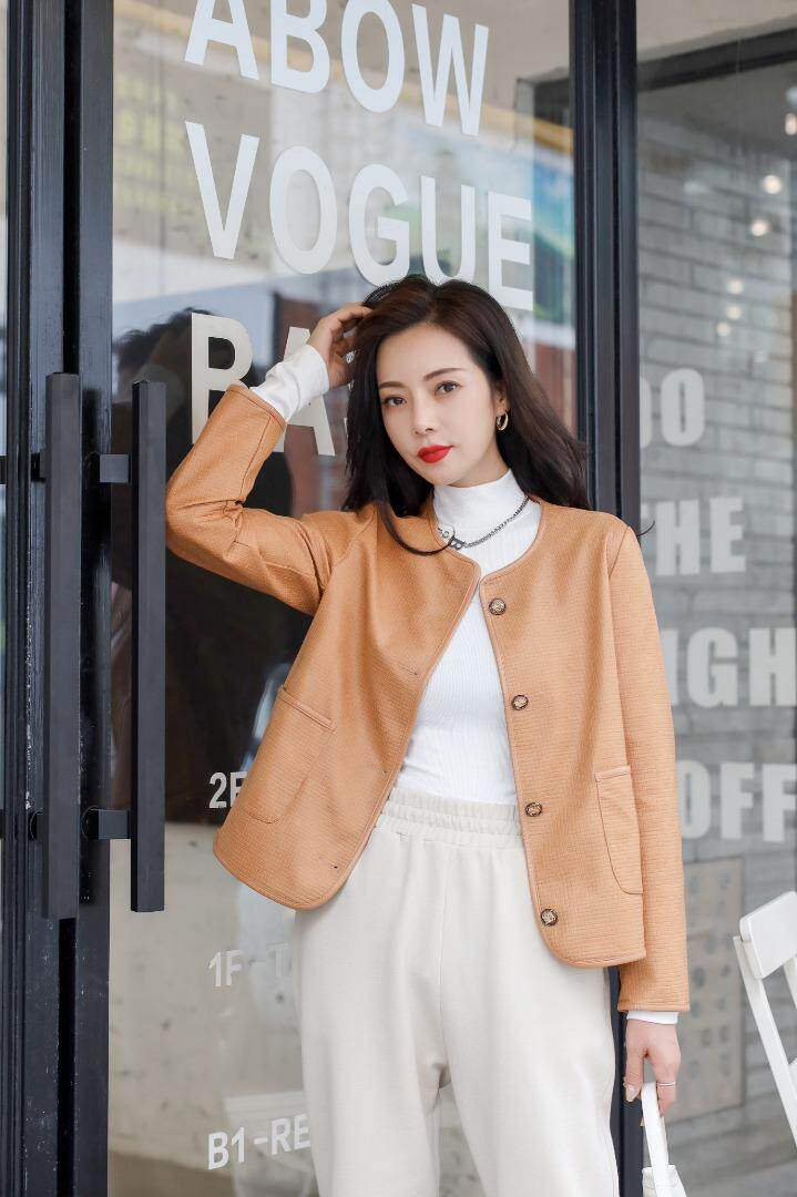 秋冬季彩色皮衣，女装皮衣，倾爽