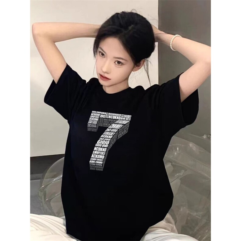 T0745-P25简约数字高级感纯棉印花短袖男女款学生情侣上衣,男装T恤,星座617A-2