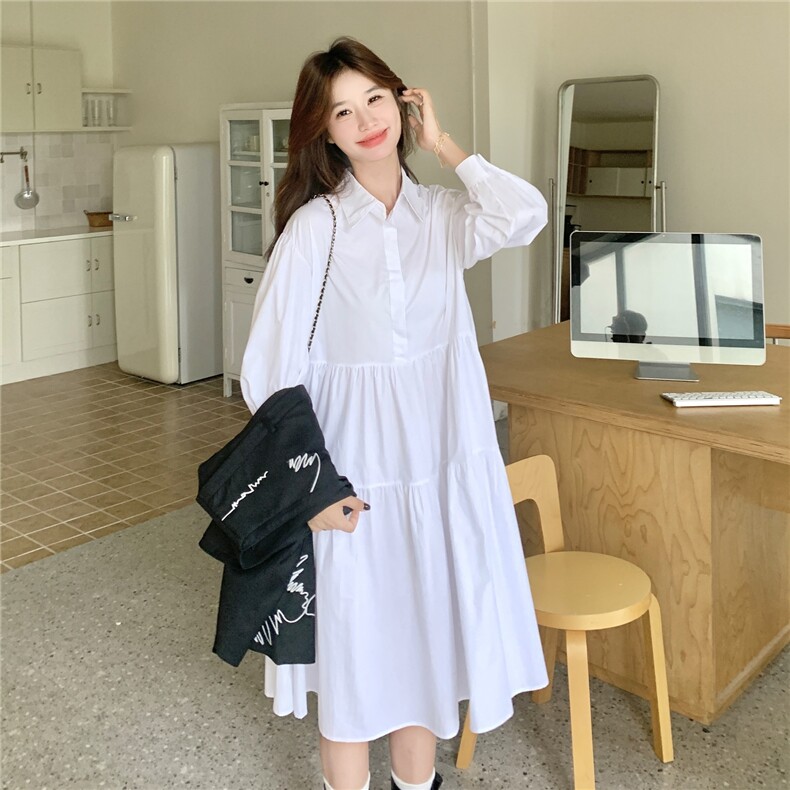 设计感不规则刺绣黑色马甲两件套连衣裙女秋新款小个子白色衬衫裙,女装套装/套裙,2C113